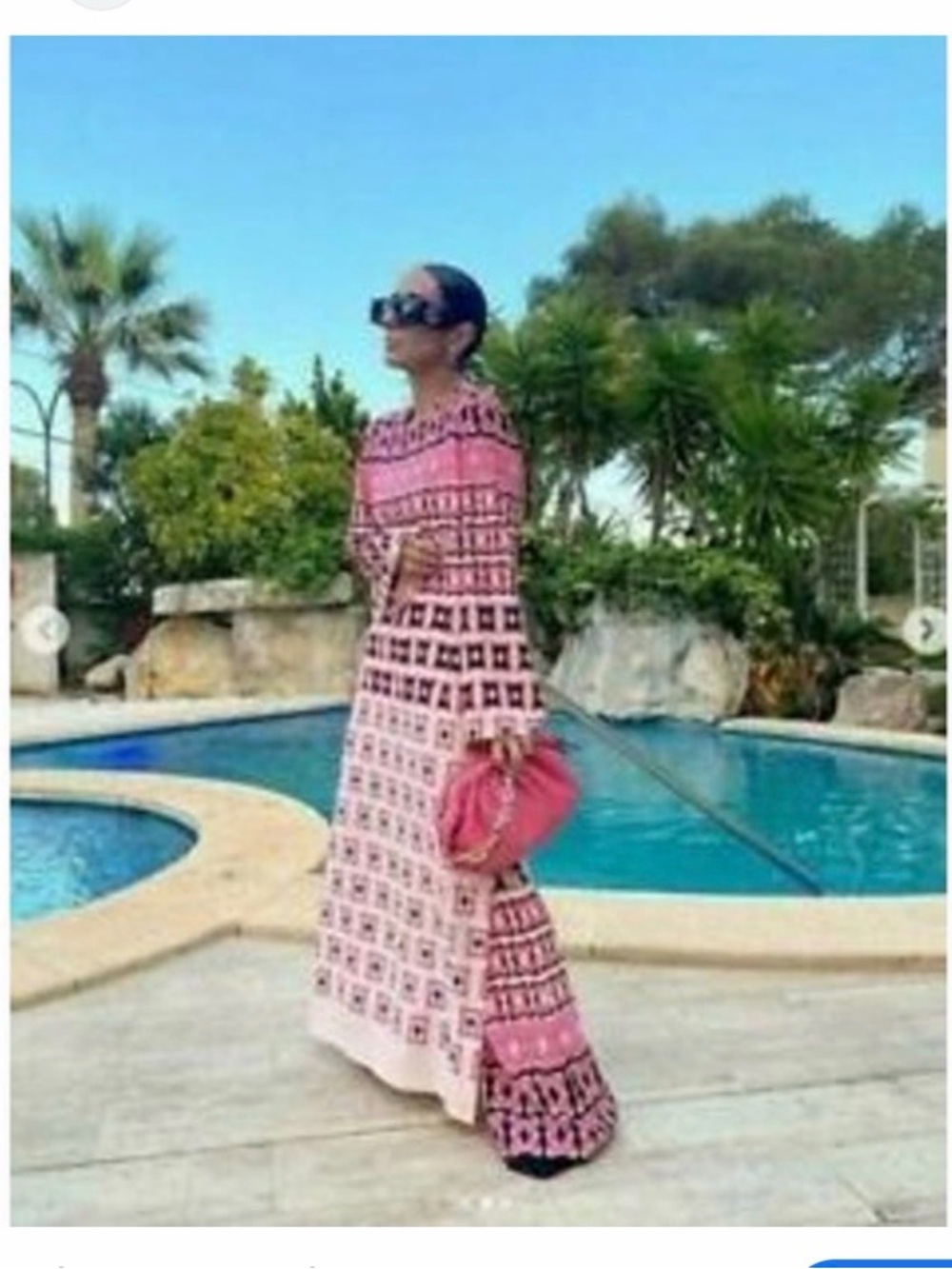 Zara Pink Printed Long-Sleeve Maxi Dress